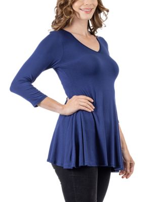 Women's Three Quarter Sleeve V-neck Tunic Top