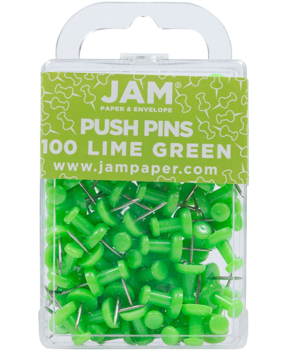 Jam Paper Colorful Push Pins In Lime Green