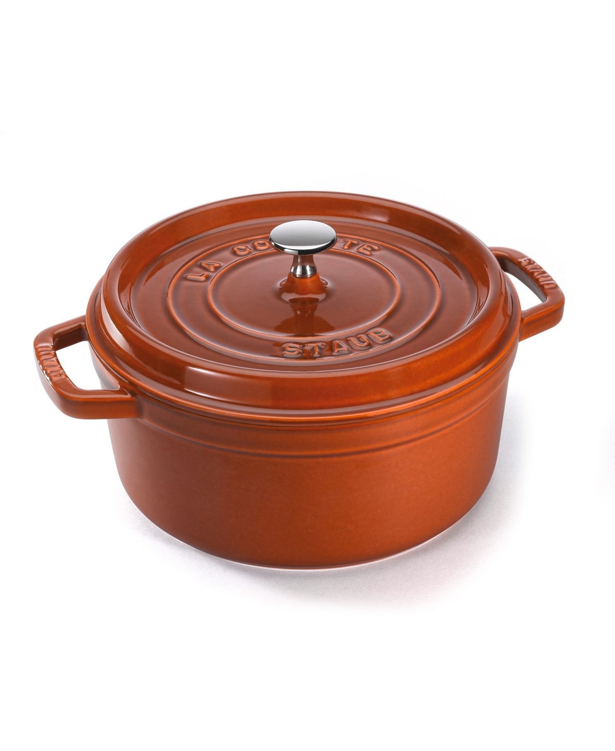 Staub Cast Iron 7 Qt Round Cocotte In Orange