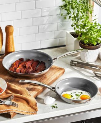 HENCKELS Clad H3 Ceramic Nonstick 2-Piece Stainless Steel Ceramic Nonstick Frying Pan Set 