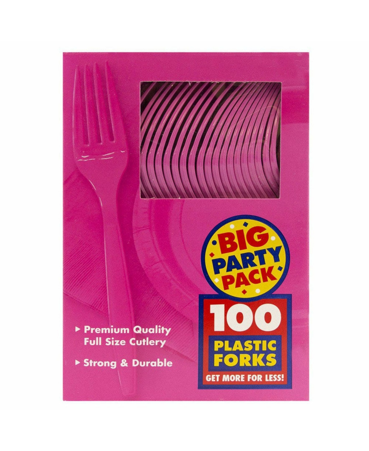 Jam Paper Big Party Pack Of Premium Plastic Forks In Fuchsia