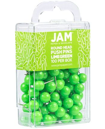 JAM Paper Push Pins, Round Head Map Thumb Tacks, Rose Gold, 100/Pack 