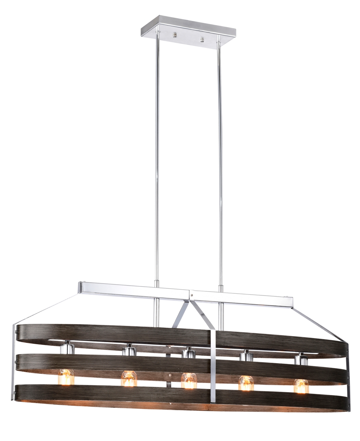 Home Accessories Franc 40" Indoor Finish Chandelier With Light Kit In Polished Chrome And Faux Wood Grain