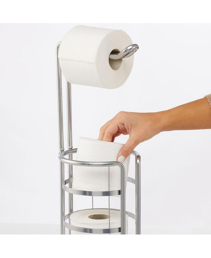 mDesign Metal Toilet Paper Holder Stand and Dispenser, Holds 4 Rolls