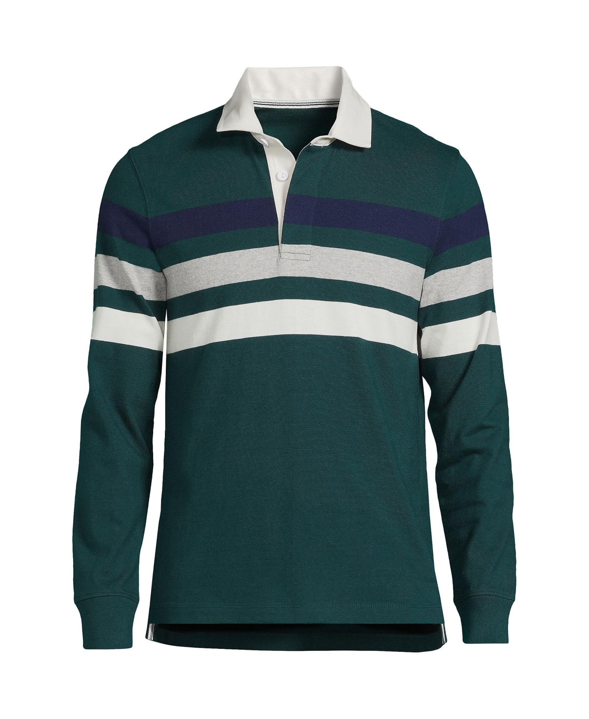 Lands End Rugby Shirt Men XXL TALL 50-52 Stripe 100% Cotton