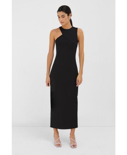 Женское платье Marcella Sabrina Shoulder-Cutout Straight Midi Dress with Back Slit, цвет: Чёрный