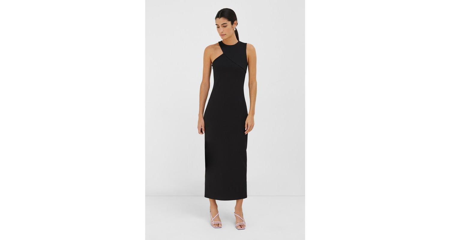Women's Sabrina Shoulder-Cutout Straight Midi Dress with Back Slit