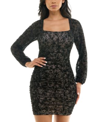 BCX - Juniors' Flocked Bodycon Mini Dress