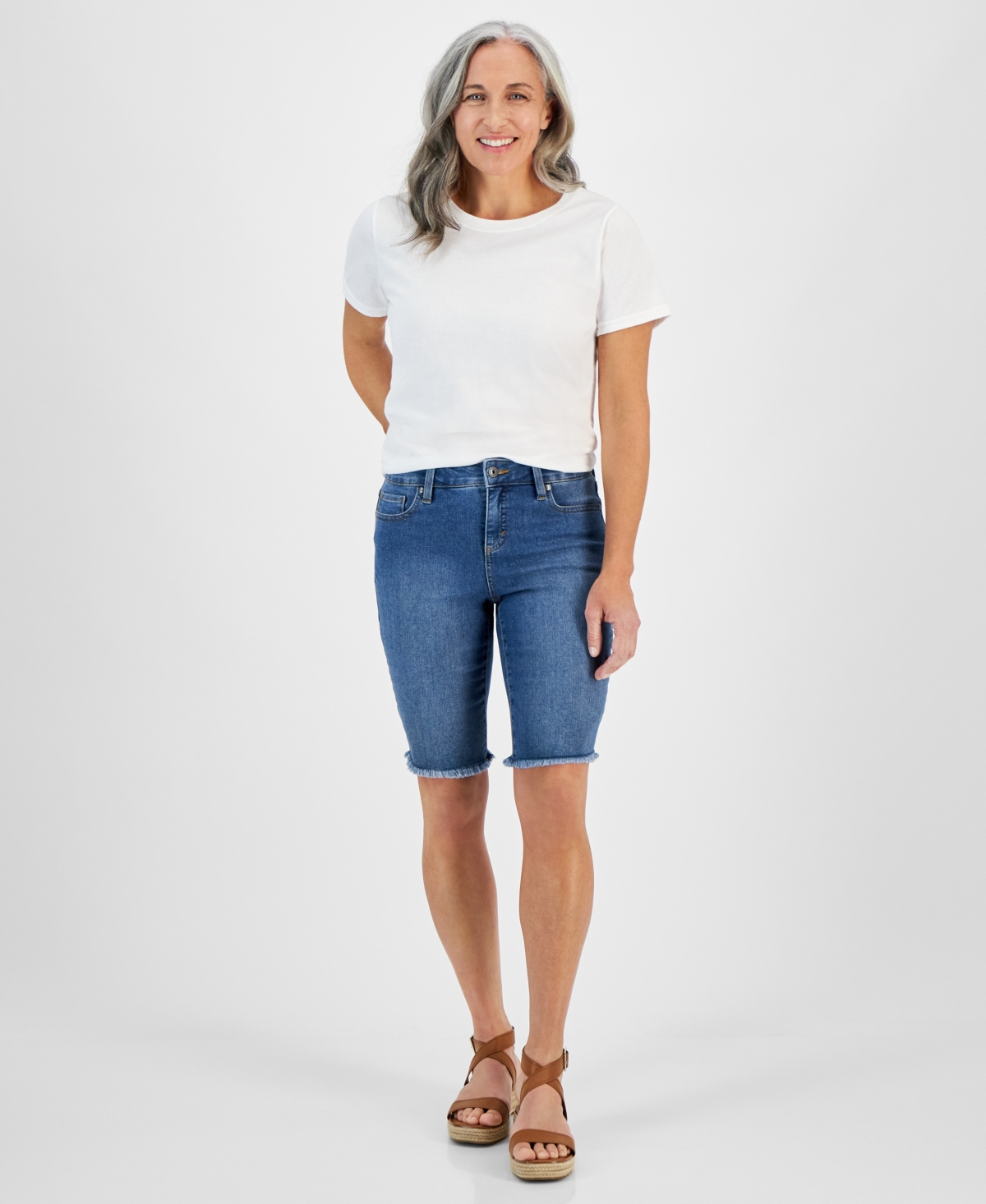 Style & Co Petite Raw-edge Denim Bermuda Shorts, Created For Macy's In The End