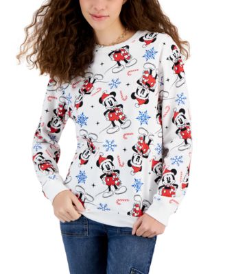 Disney - Juniors' Mickey Mouse Santa Festive-Print Sweatshirt