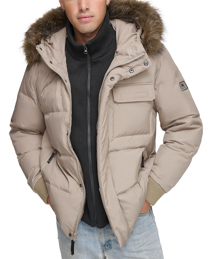 Marc New York Men's Nisko Short Channel Quilted Puffer Jacket with Faux ...