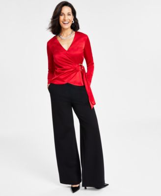 I.N.C. International Concepts Women's Faux-Leather Kick-Flare Pants,  Created for Macy's - Macy's