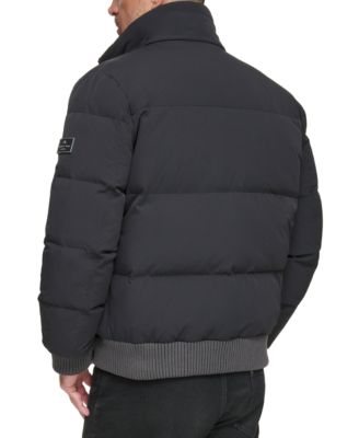 Men's Sideling Stretch Crinkle Down Color Block Bomber Jacket