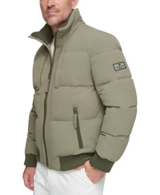 Men's Sideling Stretch Crinkle Down Color Block Bomber Jacket