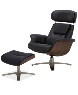 Janer Leather Swivel Chair & Ottoman Set, Created for Macy's