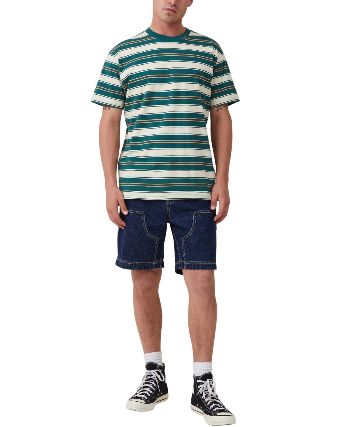 Cotton On Men's Loose Fit Stripe T-shirt