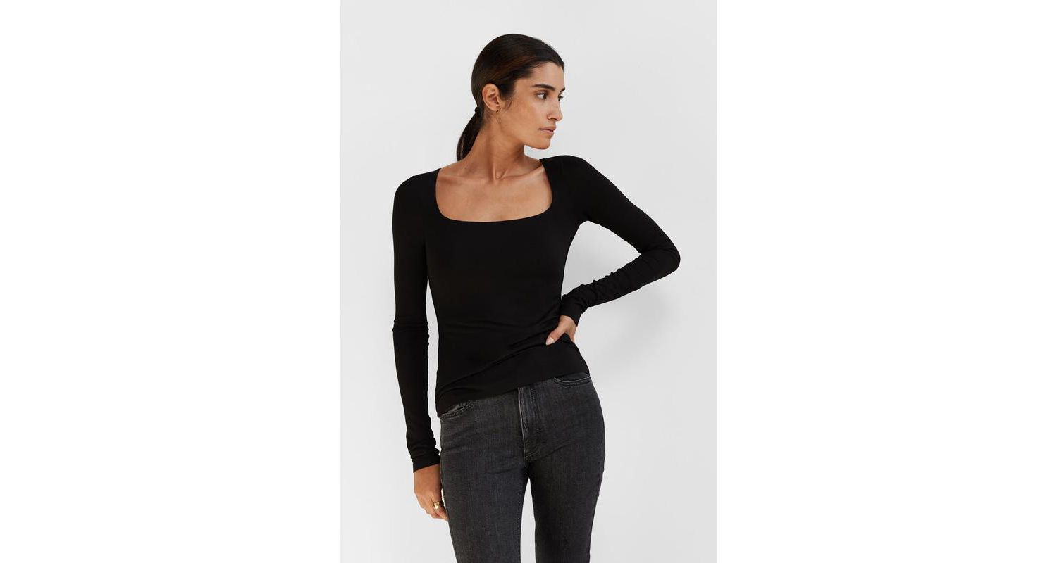 Women's Yvonne Square-Neck Long-Sleeve Jersey Top