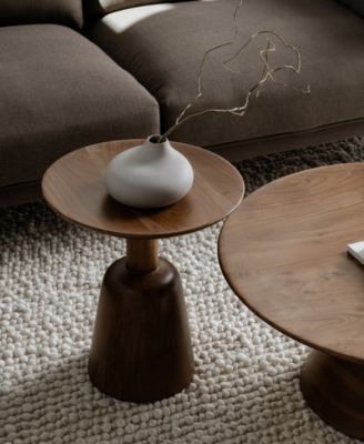 Nels 16" Acacia Wood Round End Table