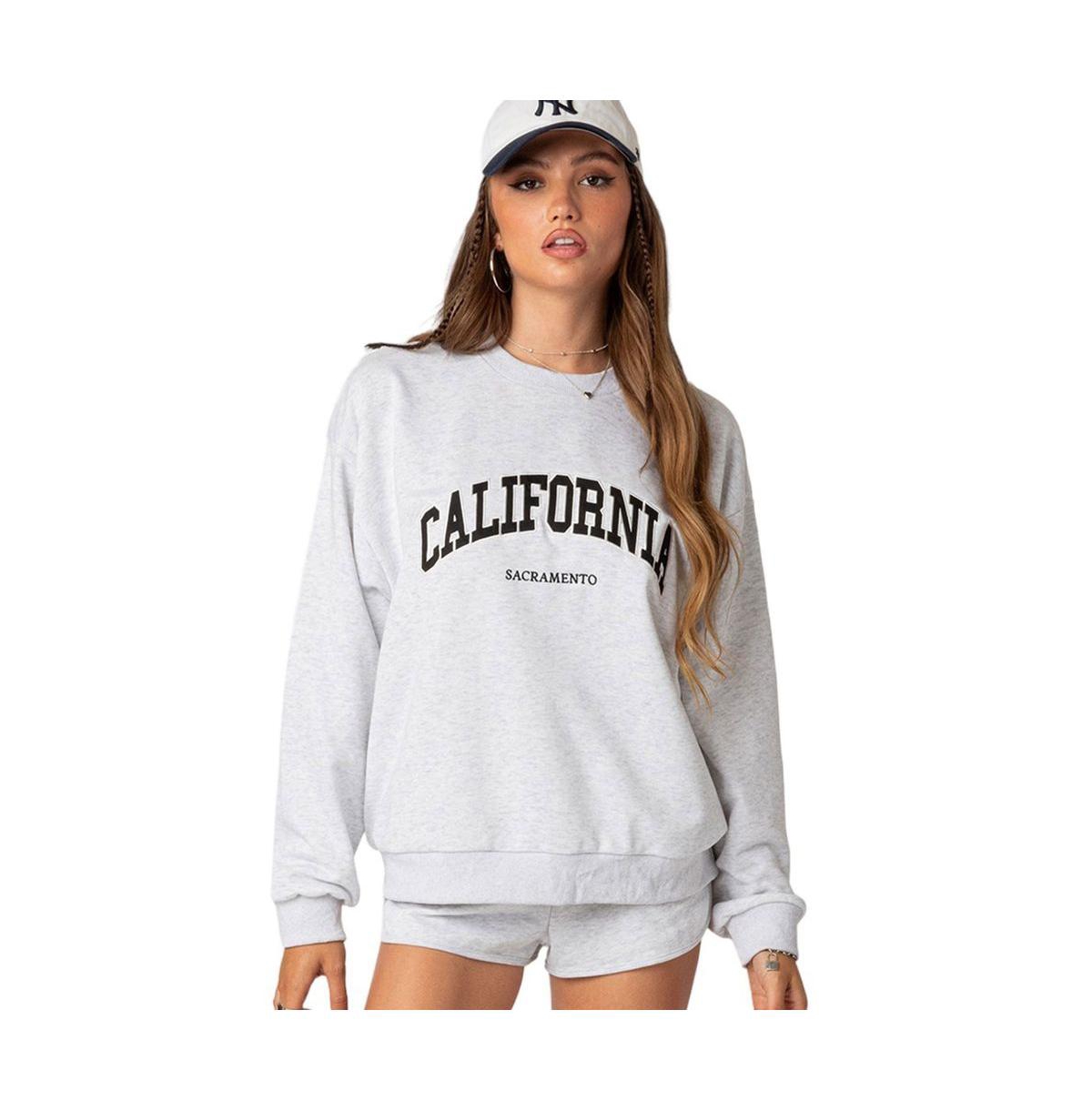 Edikted California Oversize Sweatshirt In Gray-melange