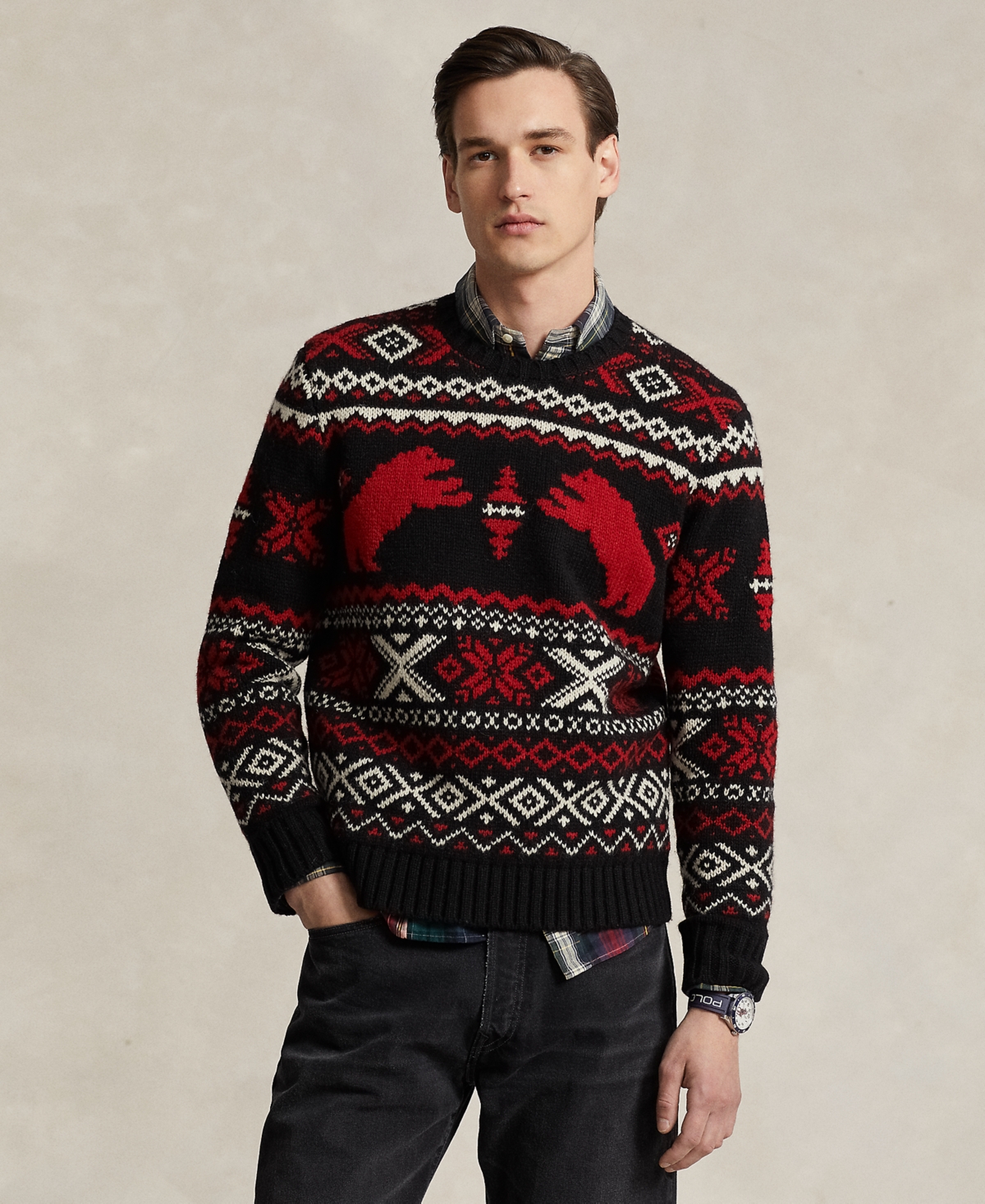 Polo Ralph Lauren Fair Isle Wool Sweater In Black Combo