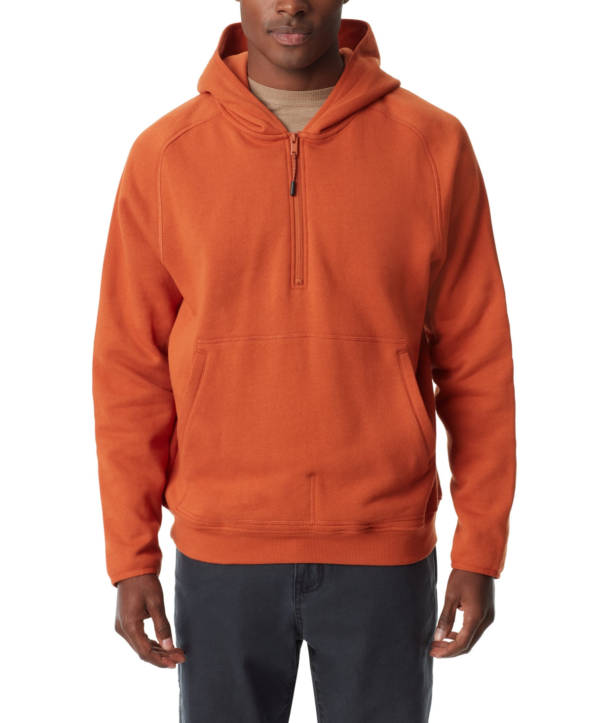 Men's Quarter-Zip Long Sleeve Hoodie - Burnt Orange