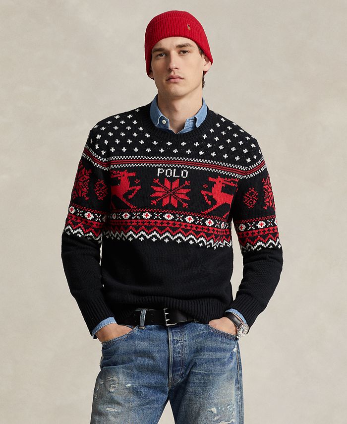 Polo Ralph Lauren Men's Reindeer Cotton-Cashmere Sweater - Macy's