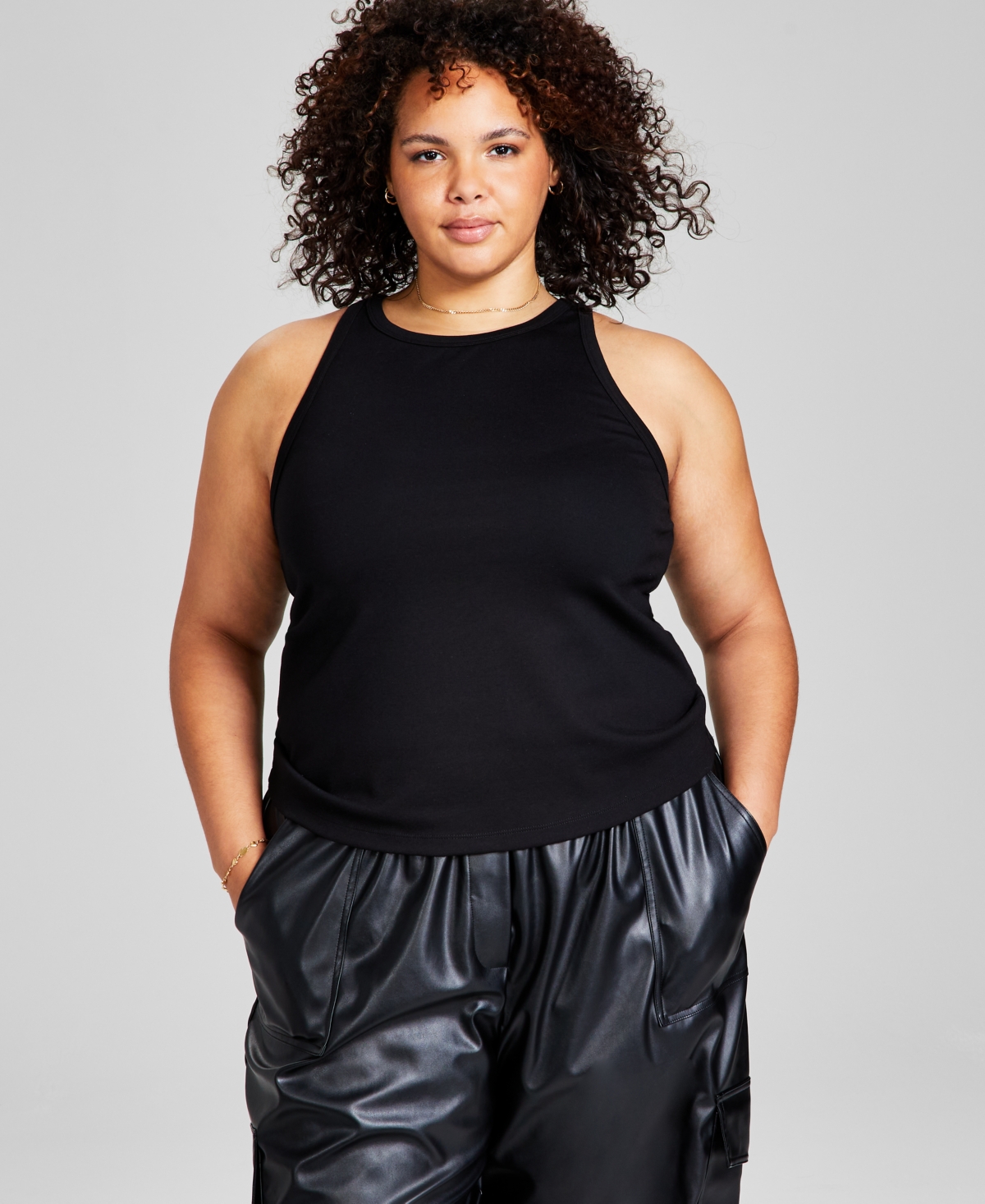 And Now This Plus Size Sleeveless Knit Top In Black