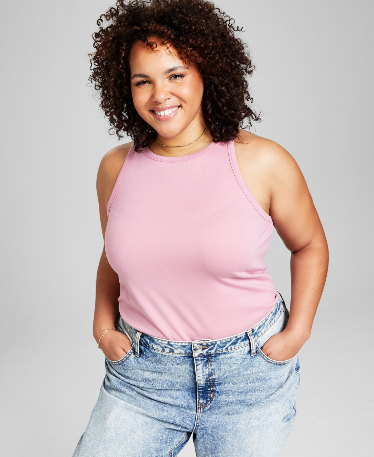 And Now This Plus Size Sleeveless Knit Top In Blushing Bloom