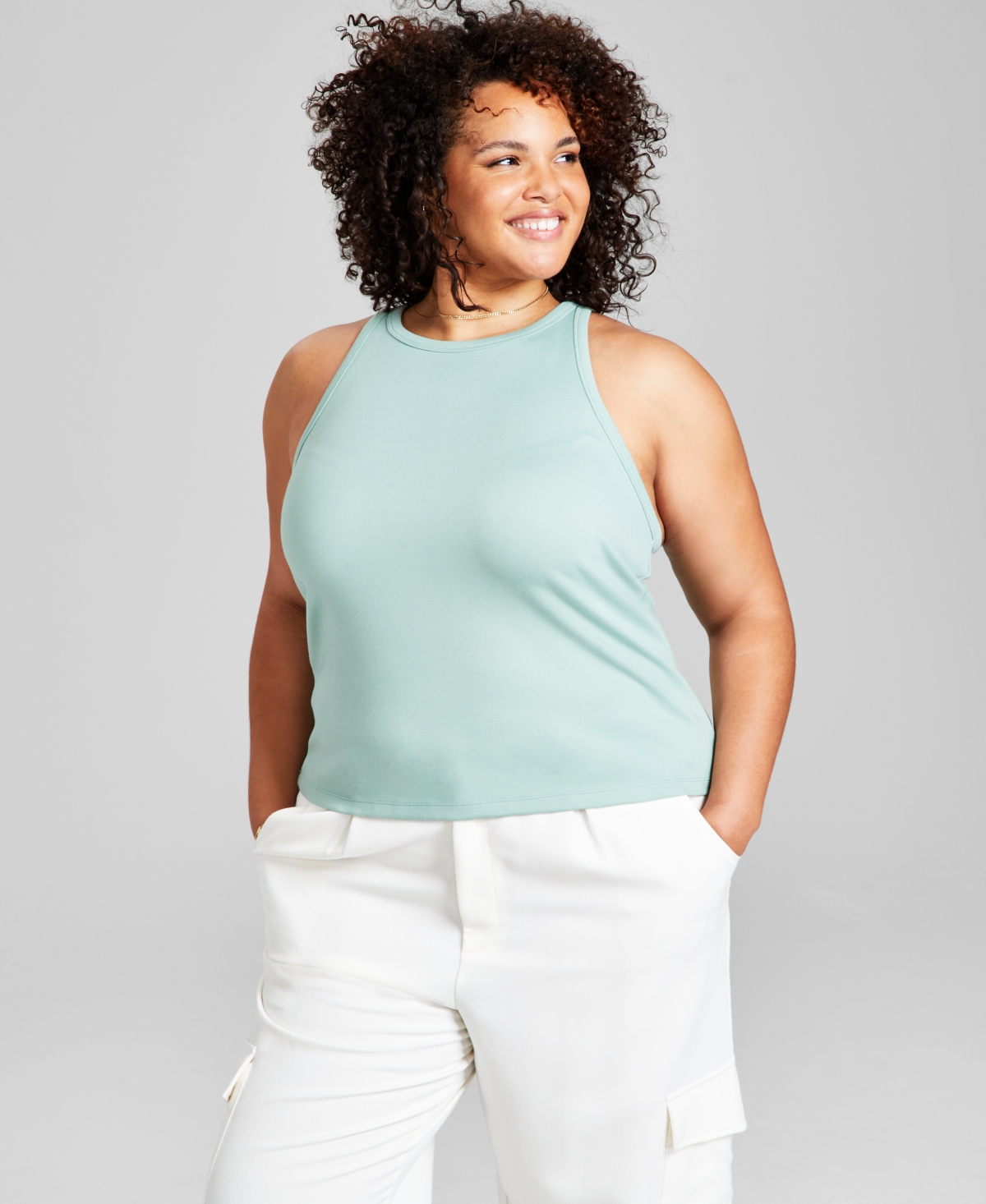 And Now This Plus Size Sleeveless Knit Top In Green Pond