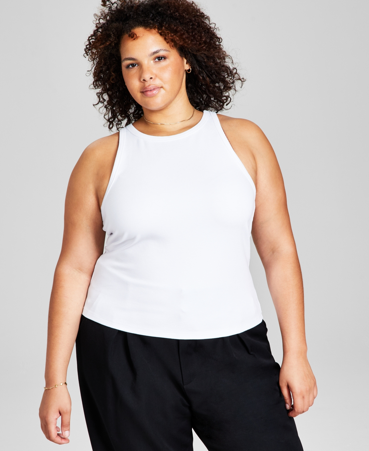 And Now This Plus Size Sleeveless Knit Top In White