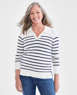 Style & Co - Women's Striped Collared Tunic Top