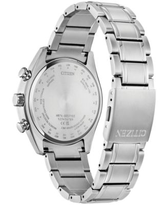 Men's Tsuki-yomi A-T Chronograph Sport Luxury Eco-Drive Silver-Tone Titanium Bracelet Watch 43mm