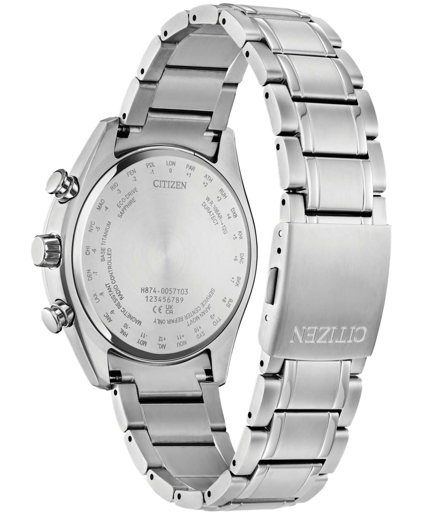 Мужские часы Citizen Tsuki-yomi A-T Chronograph Sport Luxury Eco-Drive Silver-Tone Titanium Bracelet Watch 43mm — фото 3