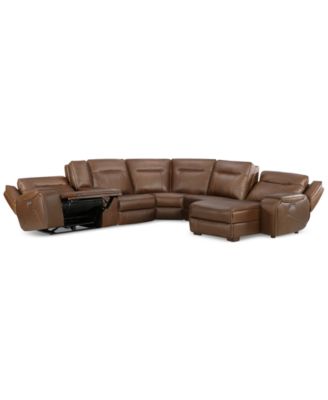 CLOSEOUT! Hansley 6-Pc Zero Gravity Leather Sectional with Power Recliner and Chaise, Created for Macy's