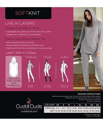 Cuddl Duds Women's Soft Knit Long-Sleeve Tunic Hoodie
