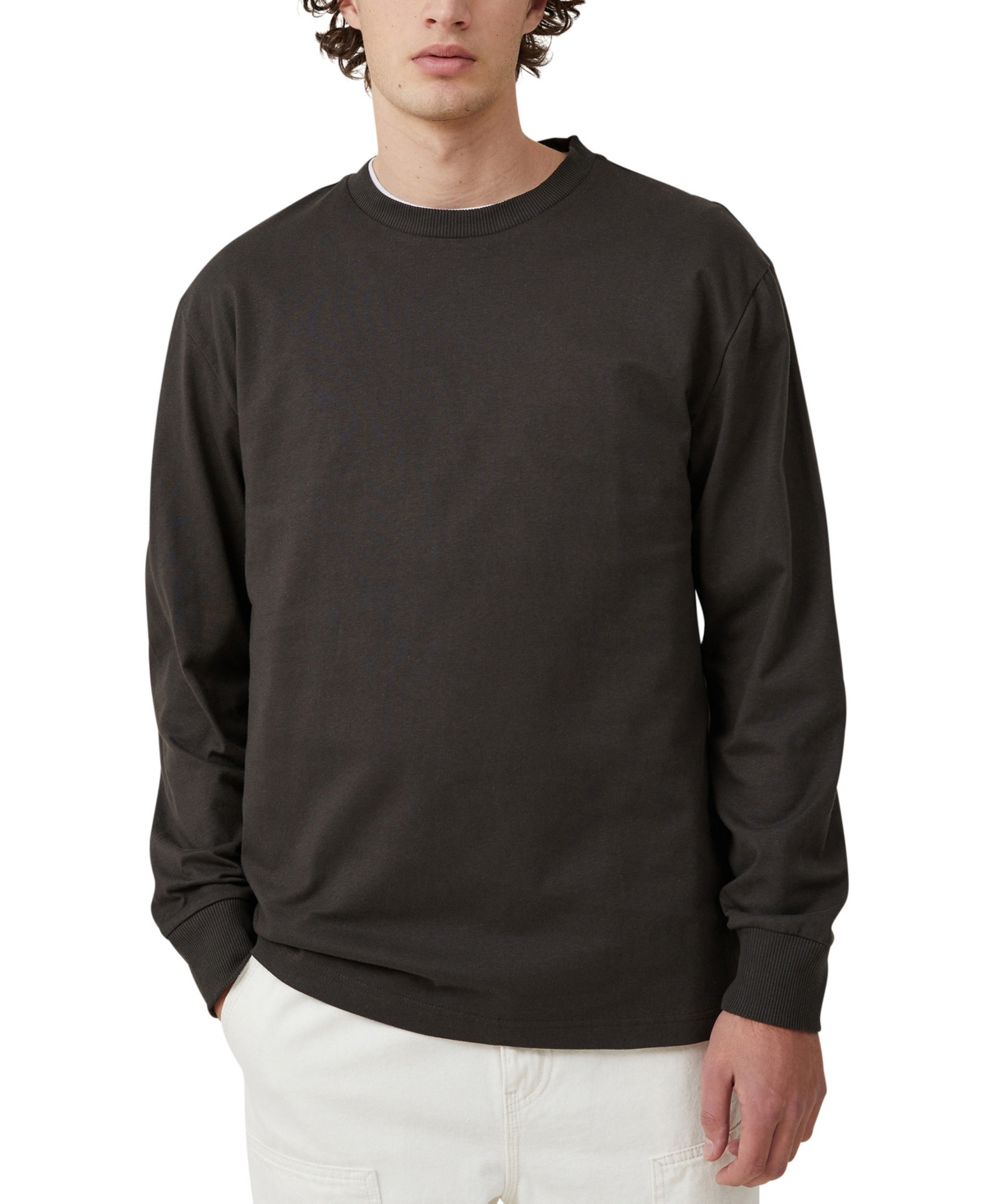 Shop Cotton On Men's Loose Fit Long Sleeve T-shirt In Washed Black