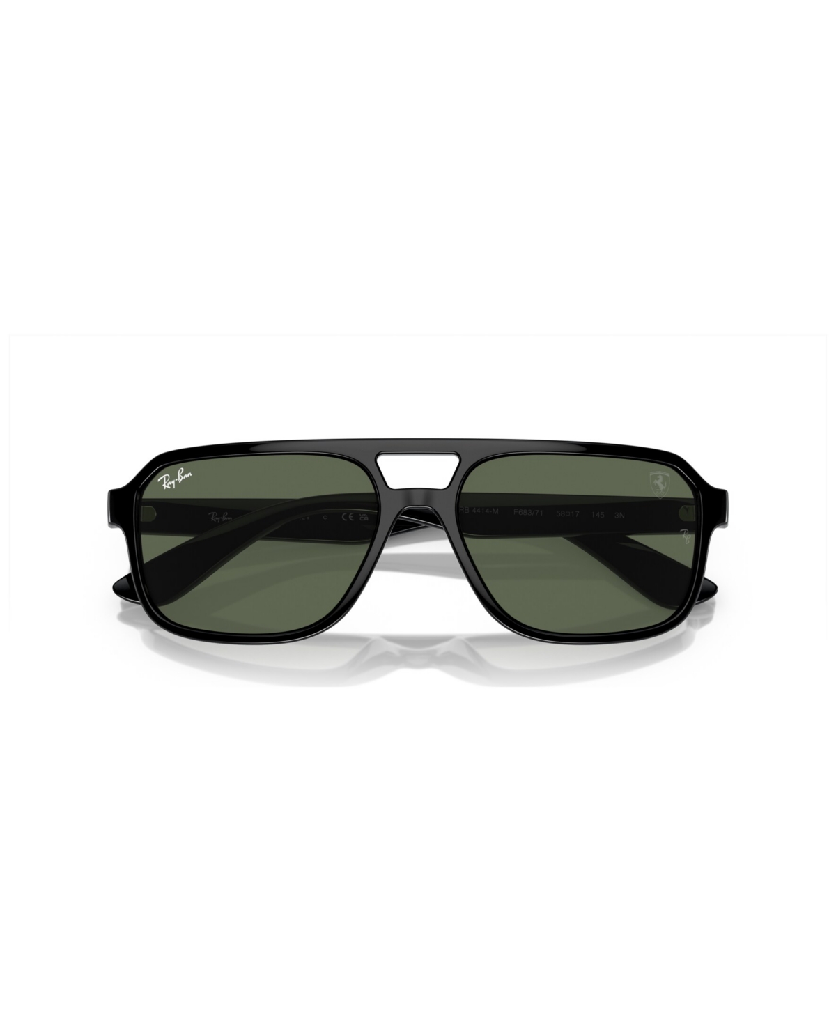 Ray Ban Rb4414m Scuderia Ferrari Collection Sunglasses Black Frame Green Lenses 58-17 In Black