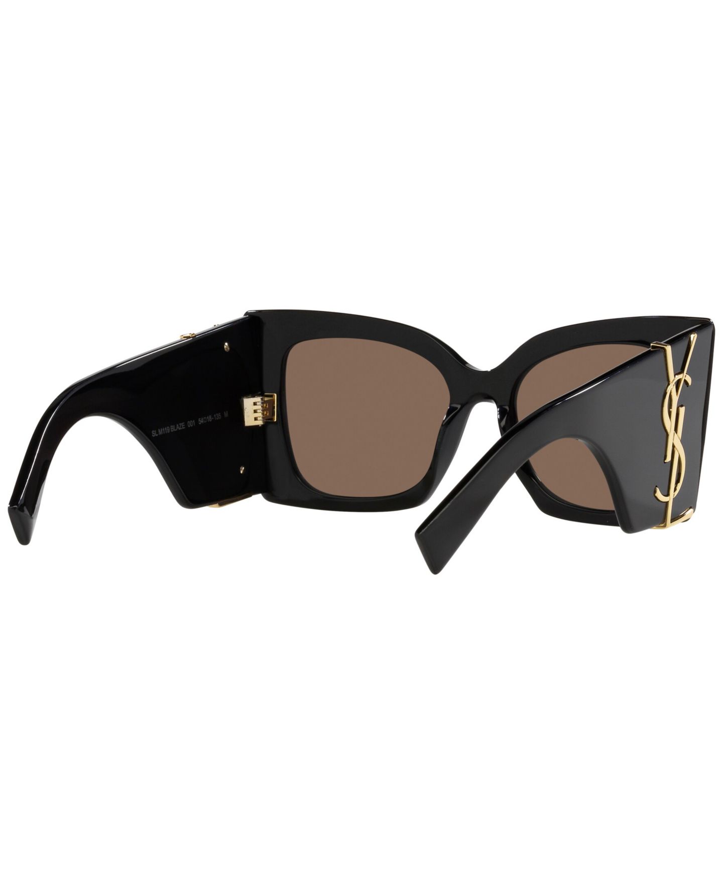 Женские солнцезащитные очки Saint Laurent Blaze Sunglasses, SLM119, цвет: Чёрный — фото 7