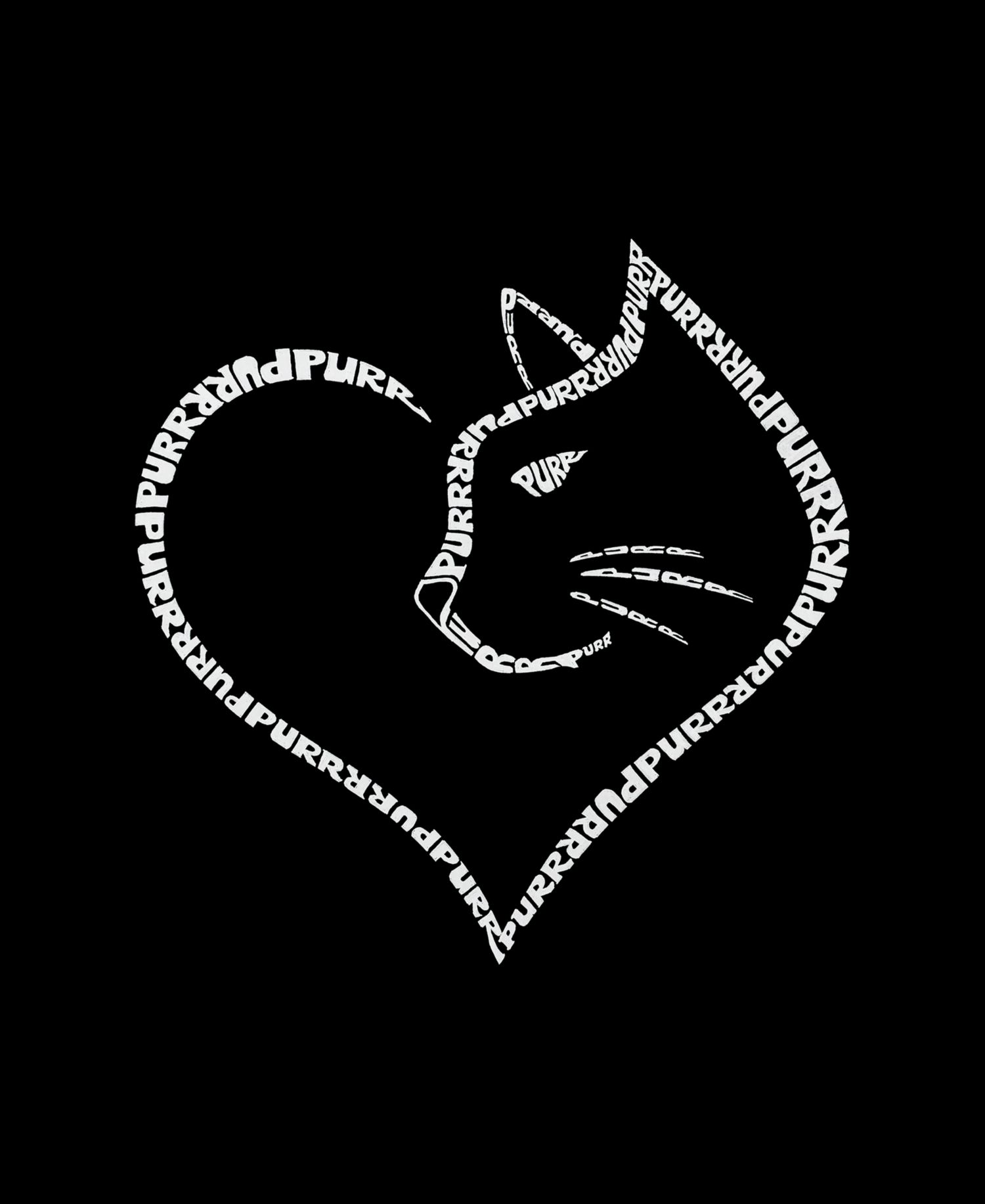 Men's Cat Heart Word Art Hooded Sweatshirt