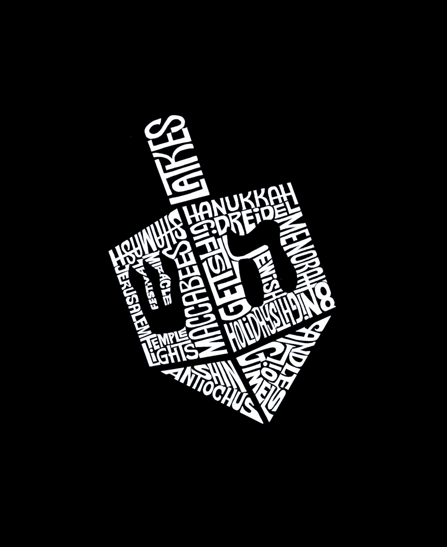 Men's Hanukkah Dreidel Word Art Hooded Sweatshirt