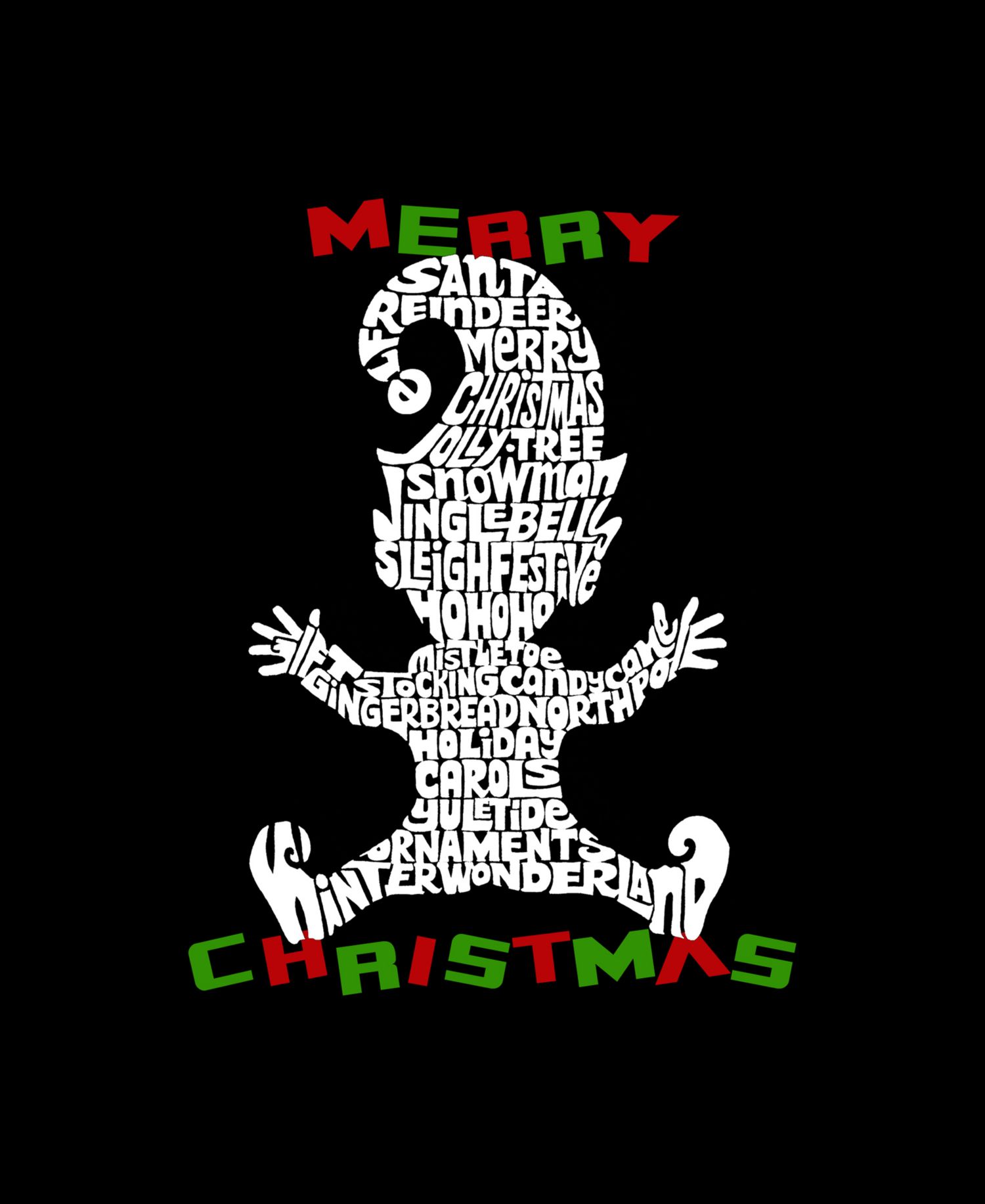 Men's Christmas Elf Word Art Long Sleeve T-shirt