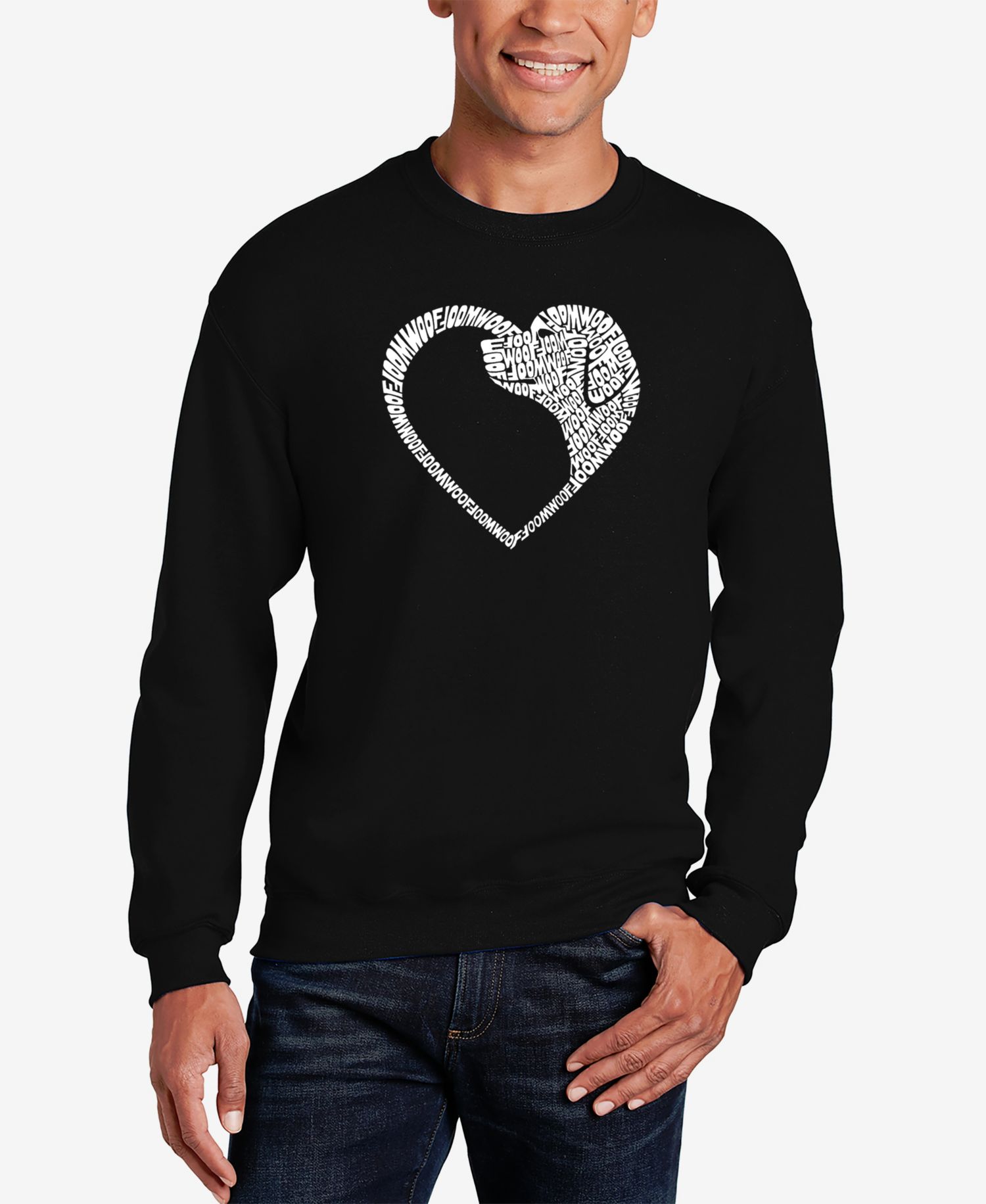 Men's Dog Heart Word Art Crewneck Sweatshirt