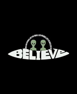Men's Believe UFO Printed Word Art T-shirt