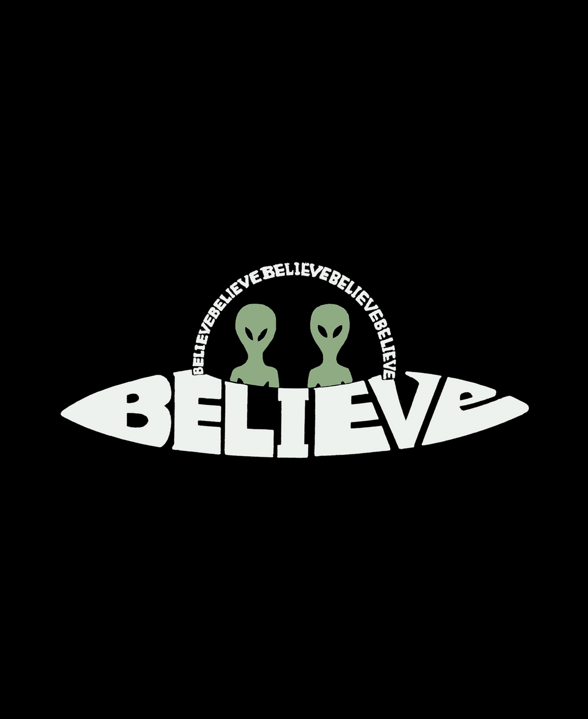 La Pop Art Men's Believe Ufo Printed Word Art T-shirt