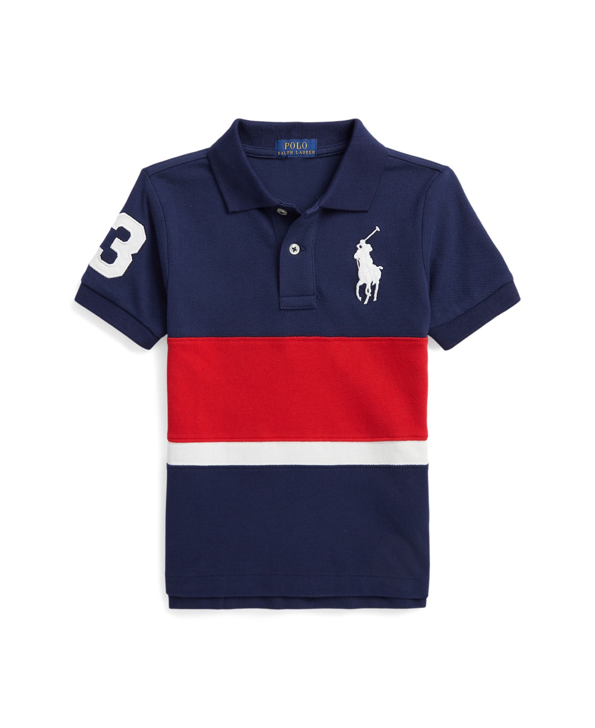 Polo Ralph Lauren Kids' Little And Toddler Boys Big Pony Cotton Mesh Polo Shirt In Newport Navy Multi