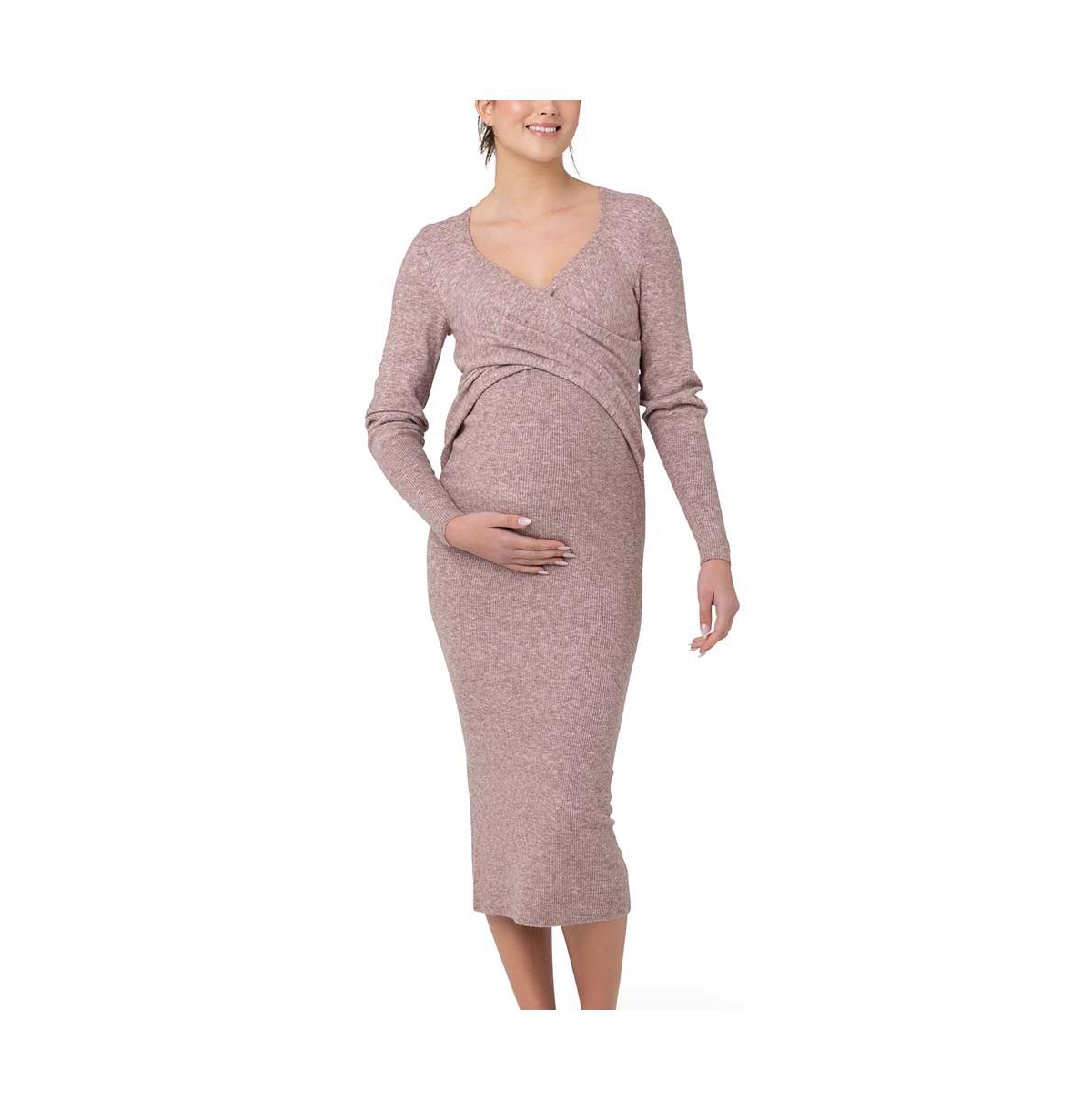 RIPE MATERNITY MATERNITY RIPE HEIDI CROSS FRONT NURSING KNIT DRESS PINK MARLE