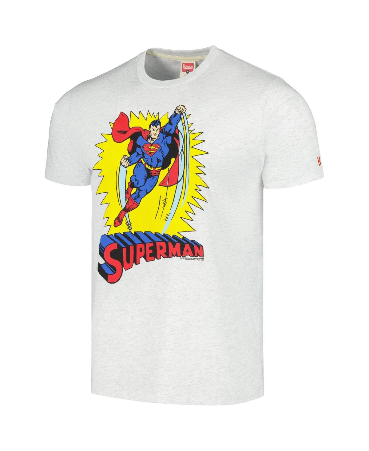 Shop Homage Men's  Ash Superman Tri-blend T-shirt