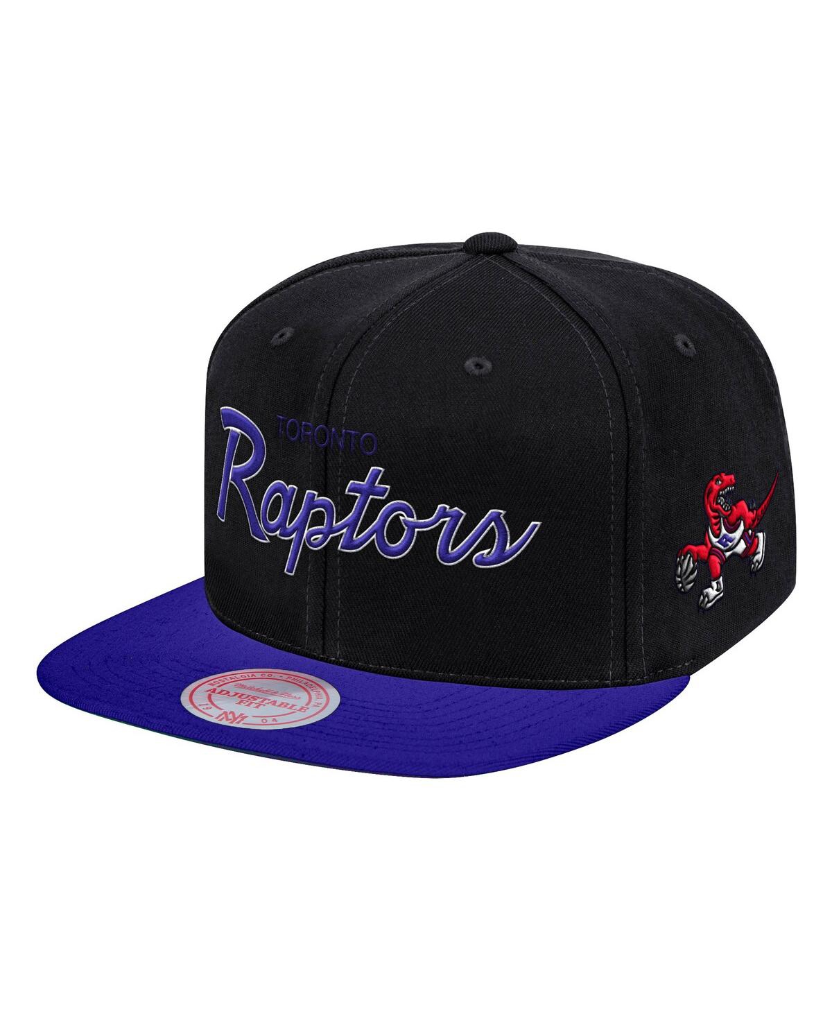 Men's Mitchell & Ness Black Toronto Raptors Hardwood Classics Mvp Team Script 2.0 Snapback Hat - Black