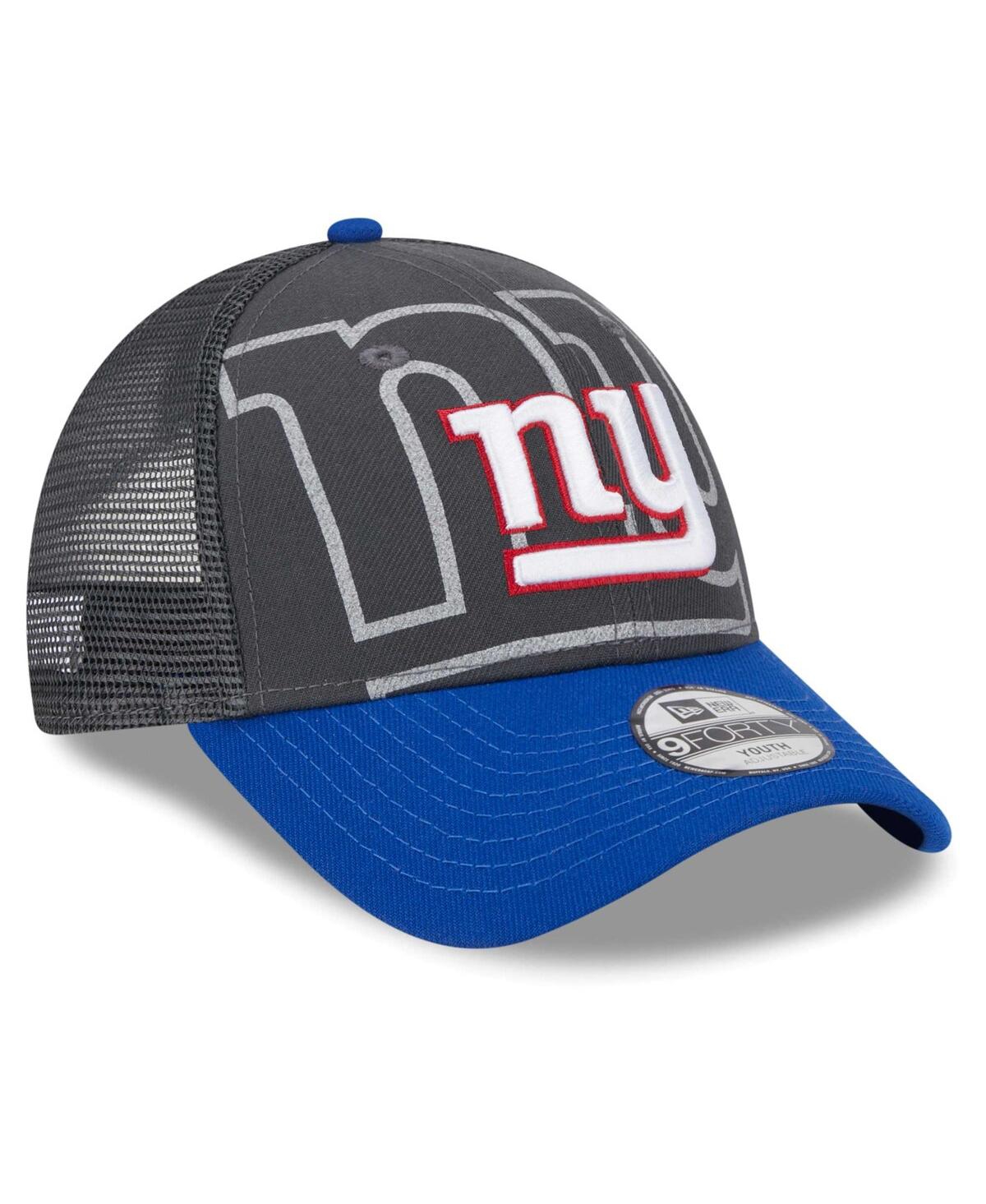 New Era Preschool Boys And Girls  Graphite, Royal New York Giants Reflect 9forty Adjustable Hat In Graphite,royal