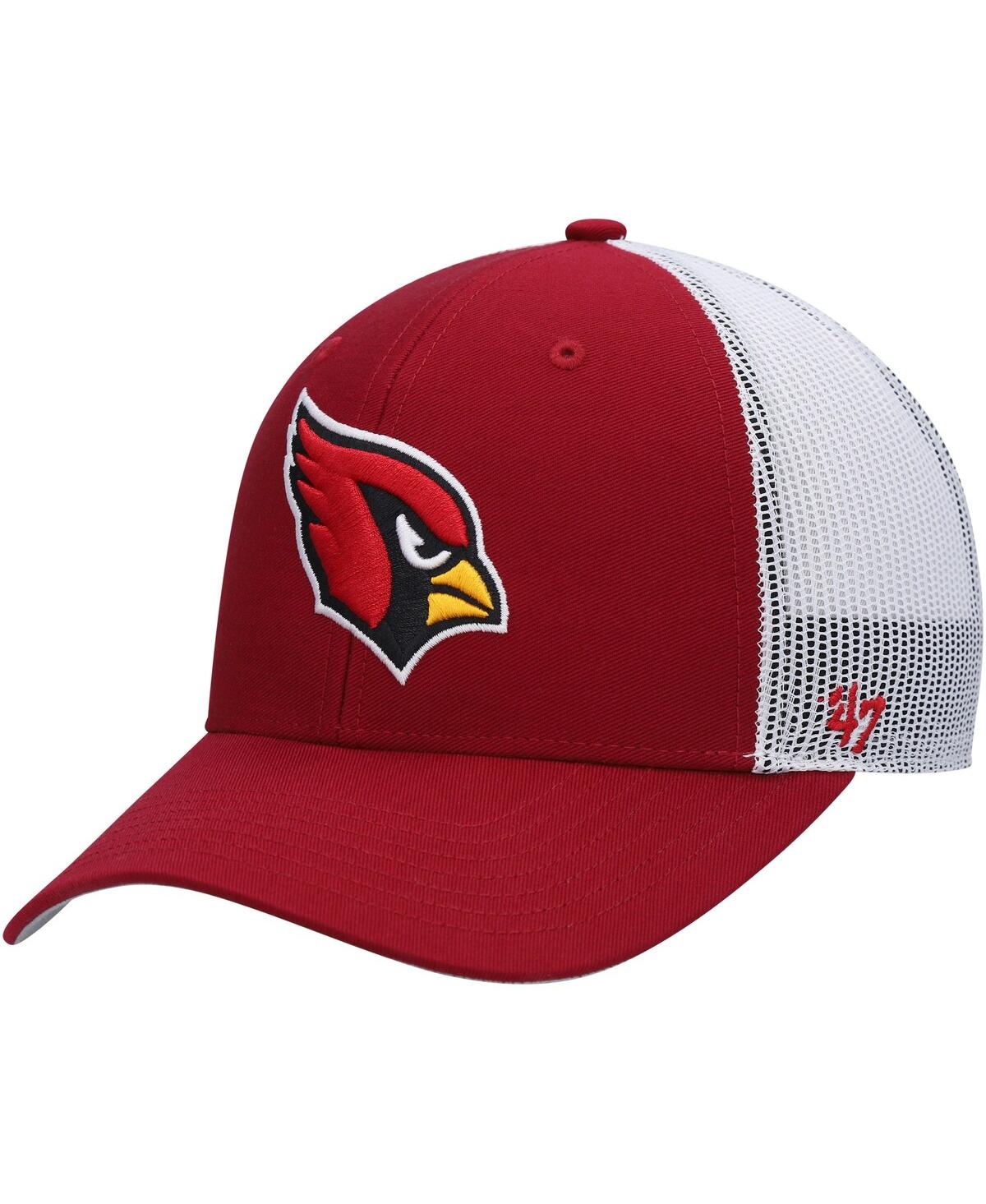 47 Brand Kids' Big Boys And Girls ' Cardinal, White Arizona Cardinals Adjustable Trucker Hat In Cardinal,white